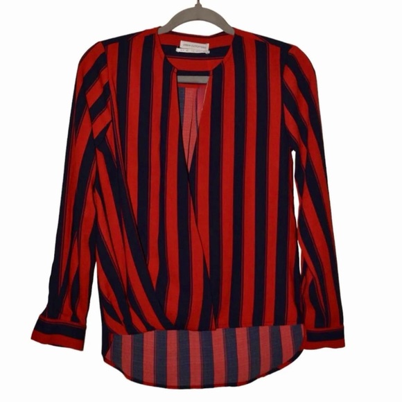 Urban Outfitters Tops - UO Red / Navy Striped Long Sleeve Top | closure mid-deep V neckline | S